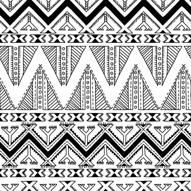 этнические декоративный бесшовный узор из ткани - part of aztec design element seamless stock illustrations