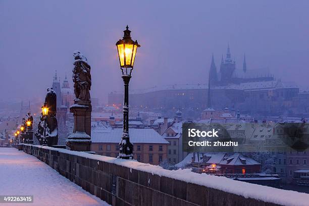 Charles Bridge And Prague Castle Before Dawn Stock Photo - Download Image Now - Czech Culture, Czech Republic, Tower