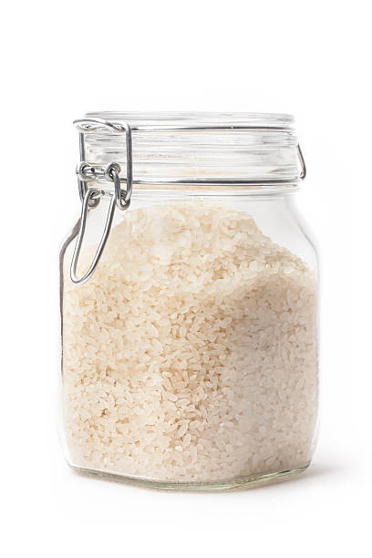 Rice In A Closed Transparent Jar stock photo