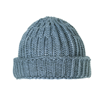 Blue unisex knit hat (isolated on white)