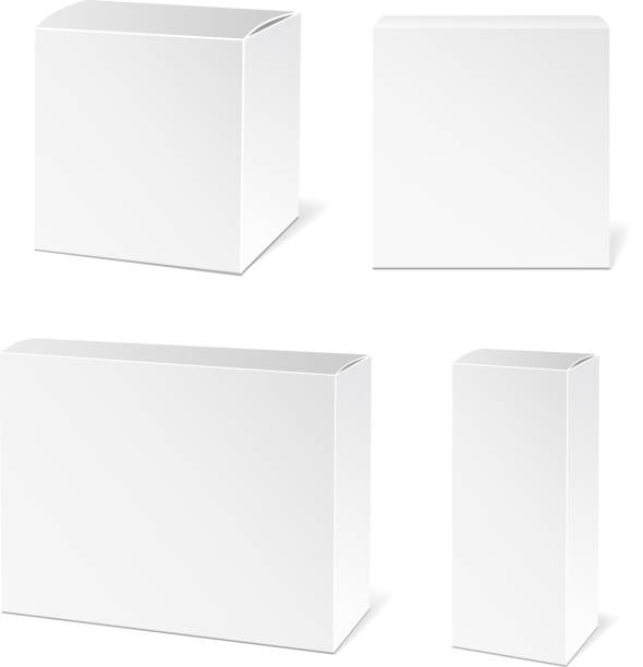 White Package Box Realistic White Package Box. Packaging Product. Vector illustration. black shawl wrap stock illustrations