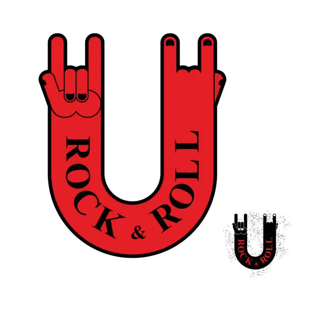 Vector illustration of Rock and roll hand sign. Symbol  lovers of rock musik