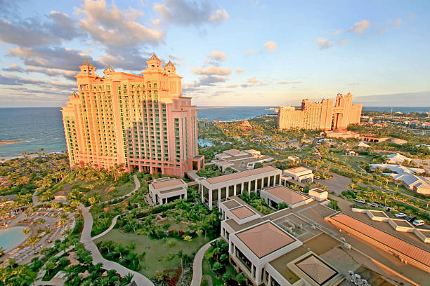 Atlantis Paradise Island Bahamas Paradise Island, Bahamas - January 26, 2009: Looking toward The Cove Atlantis and the Royal Towers from The Reef Atlantis at Atlantis Paradise Island Bahamas atlantis bahamas stock pictures, royalty-free photos & images