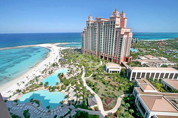 Atlantis Paradise Island Bahamas Paradise Island, Bahamas - January 27, 2009: Looking toward The Cove Atlantis from The Reef Atlantis at Atlantis Paradise Island Bahamas atlantis bahamas stock pictures, royalty-free photos & images