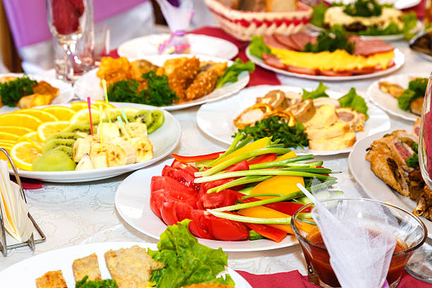 istock Salads and dishes on the banquet table 492281764