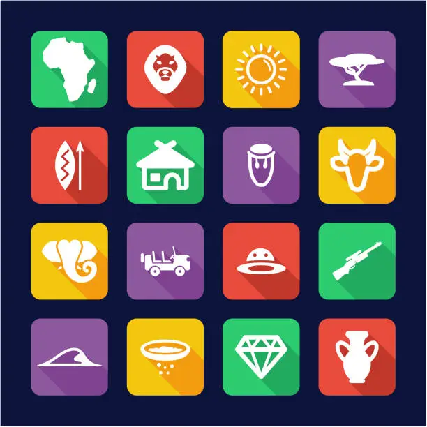 Vector illustration of Africa Icons Flat Design