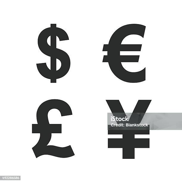 Dollar Euro Pound And Yen Currency Icons Stock Illustration - Download Image Now - Currency Symbol, British Currency, Icon Symbol