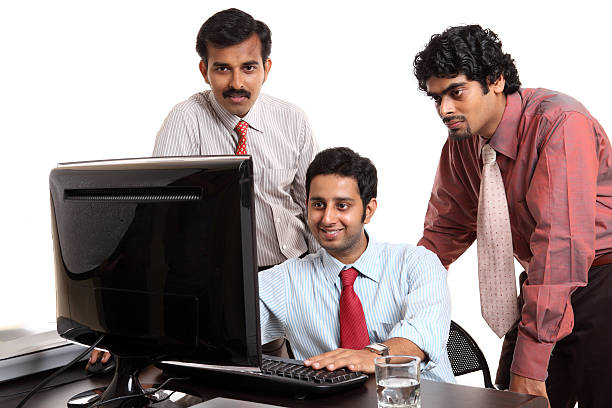 Indian young business people in office isolated on white