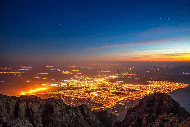 istock Beautiful sunset over the city, scenic panoramic view 492288636