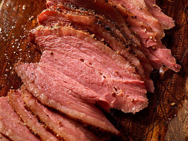 Smoked Meat Smoked Meat -Photographed on Hasselblad H3D2-39mb Camera pastrami stock pictures, royalty-free photos & images