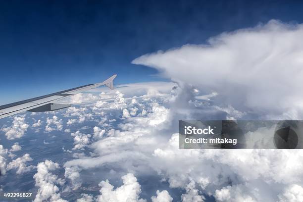 View From Window Of The Plane Stock Photo - Download Image Now - Air Vehicle, Aircraft Wing, Airplane