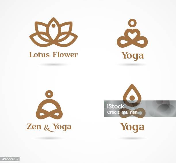 Collection Of Yoga Icons Elements And Symbols Stock Illustration - Download Image Now - Active Lifestyle, Adult, Balance