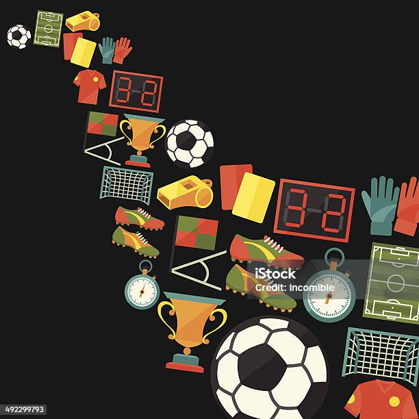 スポーツの背景にサッカーフットボールフラットアイコン - あこがれのベクターアート素材や画像を多数ご用意 - あこがれ, アイコン, アイデア