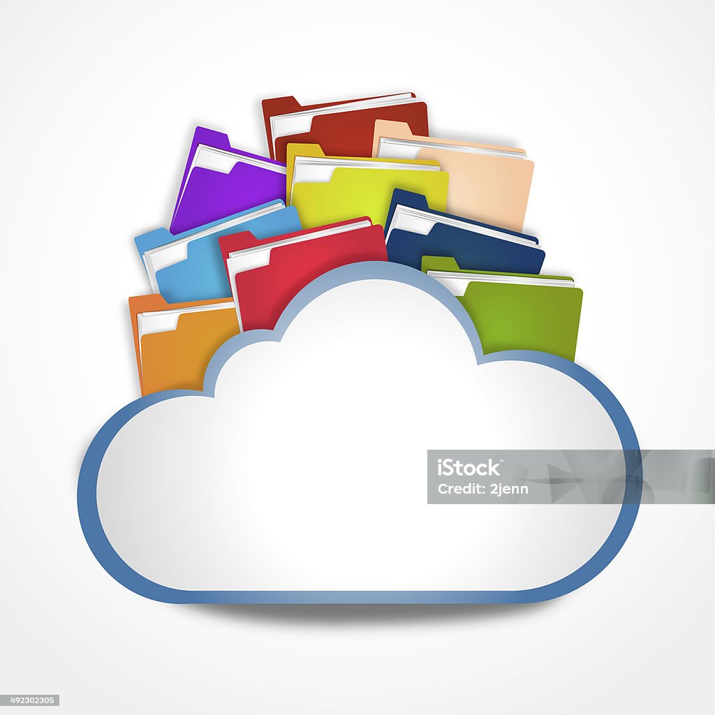 Internet cloud with files A lot of file insert in the cloud Abstract Stock Photo