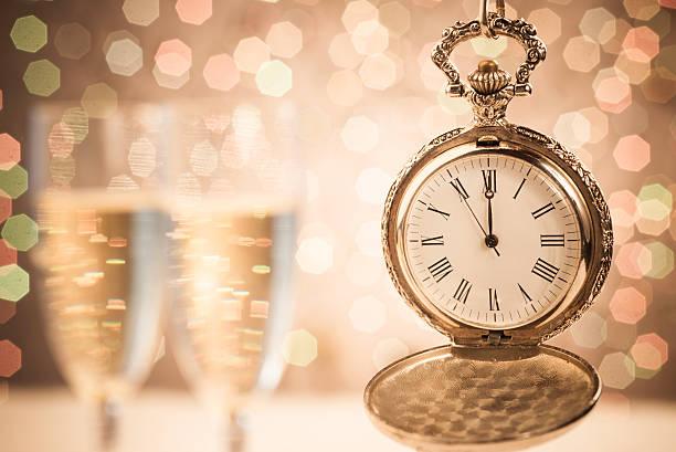 istock Champagne and pocket watch 492308046