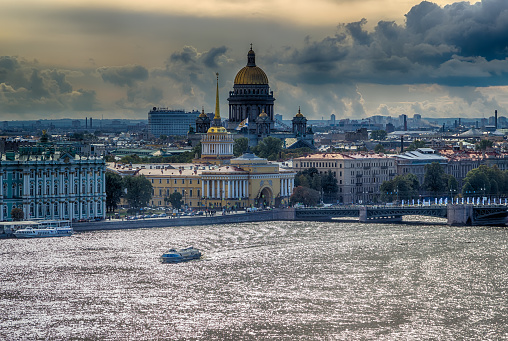 St. Isaac's Cathedral  top view  Neva river  Building  Main Admiralty in Saint-Petersburg Russia
