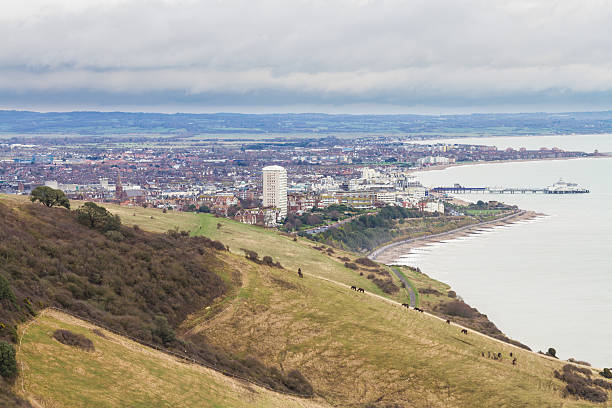 istock Eastbourne in distance on dull day. 492313698