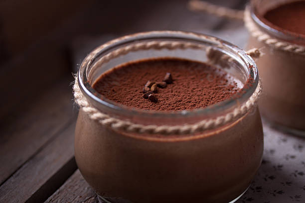istock Chocolate dessert in a small glass jar 492315344