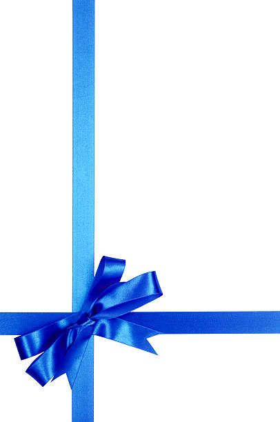 istock Blue gift ribbon bow isolated on white background vertical 492315854