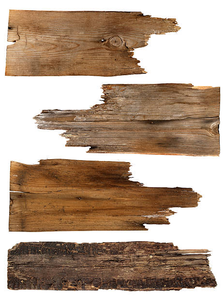 istock Four old wooden boards isolated on a white background. Old 492316306