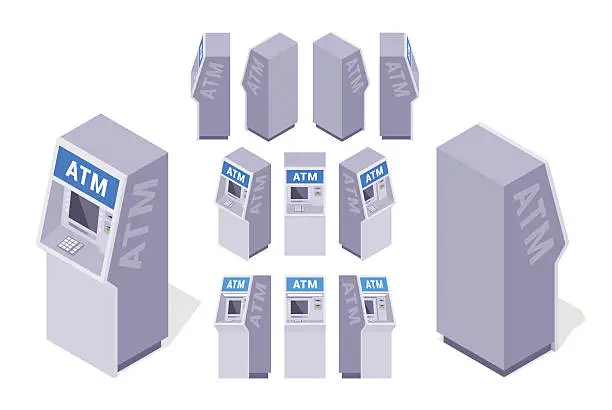 Vector illustration of Isometric ATMs