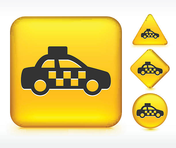 ilustrações de stock, clip art, desenhos animados e ícones de cabina no táxi amarelo botões - three dimensional car vibrant color circle