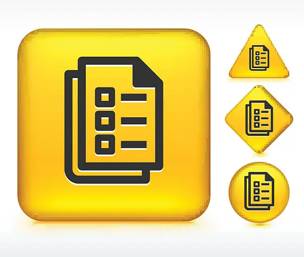 Vector illustration of Document Checklist on Yellow Buttons