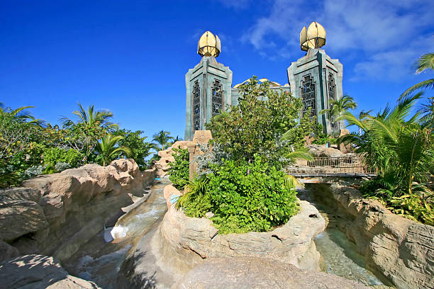 Aquaventure - Atlantis Water Park Paradise Island, Bahamas - January 28, 2009: The Power Tower at Aquaventure, the water park at Atlantis. atlantis bahamas stock pictures, royalty-free photos & images