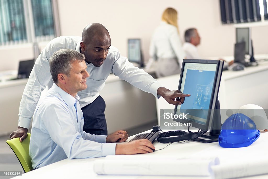 Zwei Ingenieure in einem Büro-computer - Lizenzfrei Afrikanischer Abstammung Stock-Foto