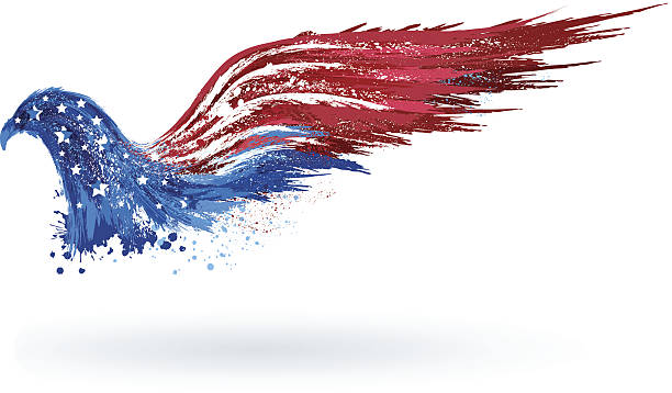 amerykański orzeł patriotyczne - patriotism fourth of july striped american flag stock illustrations