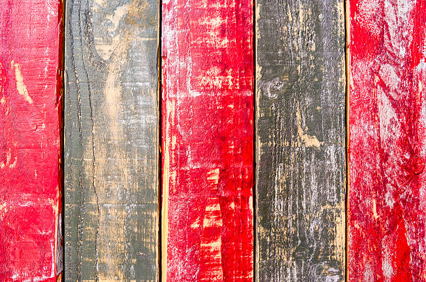 istock Red painted wooden panels 492336953