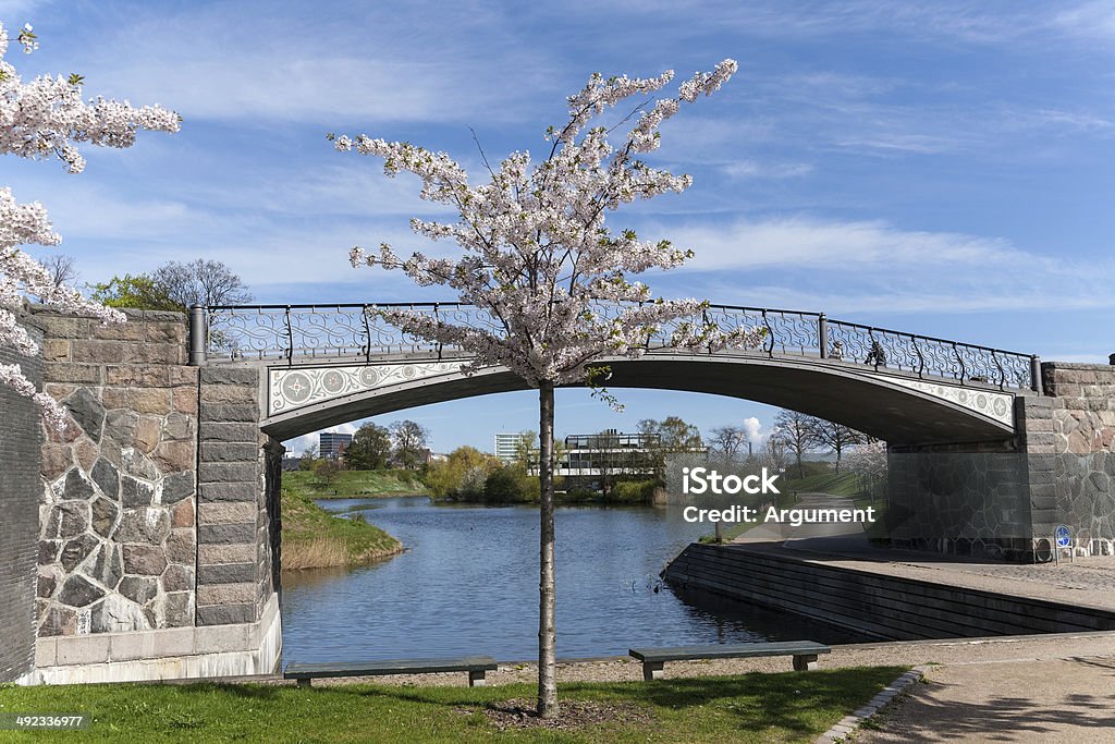 sunny day in spring city ​​park in the spring afternoon, Copenhagen Architecture Stock Photo