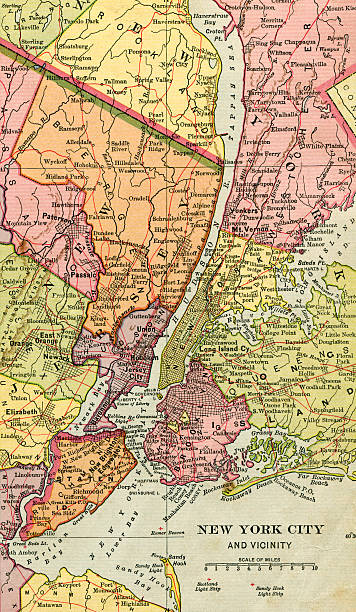 da cidade de nova york mapa 1896 - brooklyn new york city retro revival old fashioned - fotografias e filmes do acervo