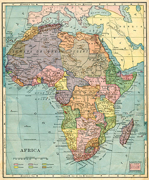áfrica mapa 1896 - colonial style - fotografias e filmes do acervo