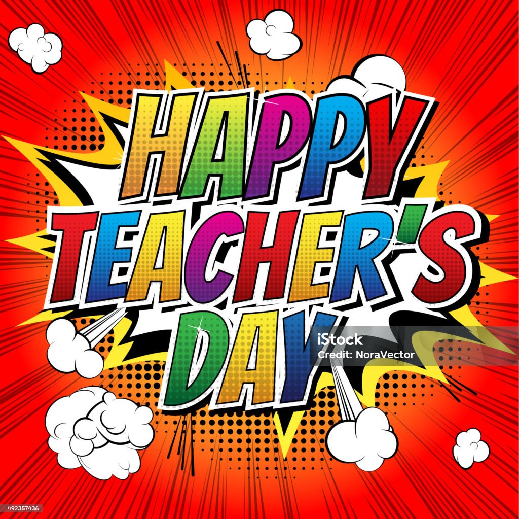 Happy Teachers Day Comic Book Style Word Stock Illustration ...