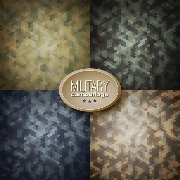 Vector illustration of Military camouflage backgrounds (jungle, woodland, blueberries,