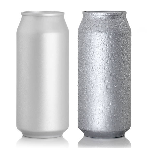 Aluminum thin cans stock photo