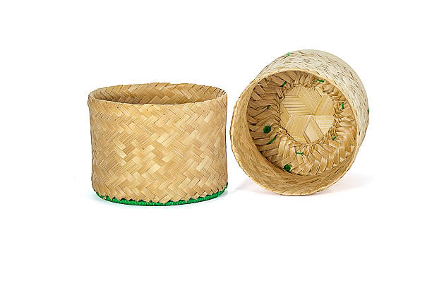 istock Wicker Bamboo sticky rice tradition handicraft with white background 492361018