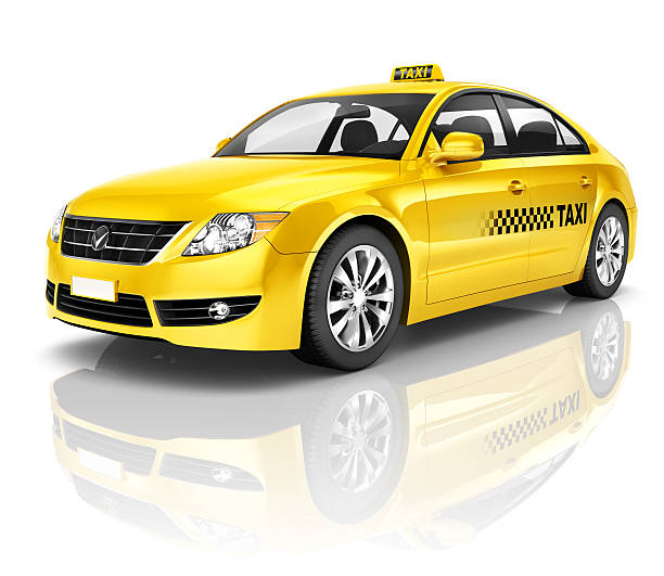 3 d taxi giallo - taxi foto e immagini stock