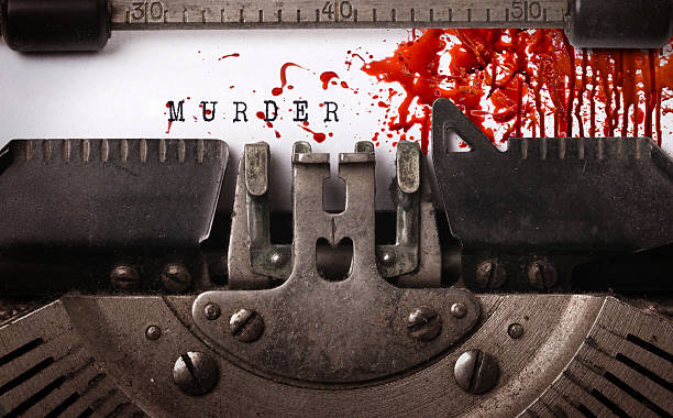 Bloody note - Vintage inscription made by old typewriter stock photo