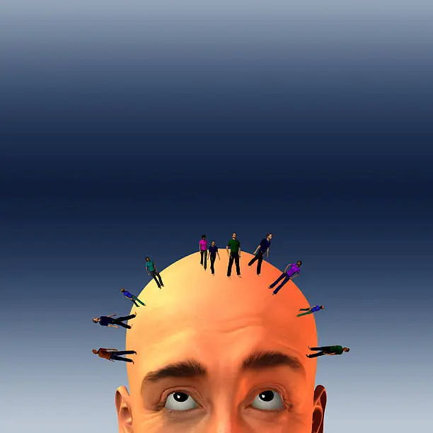 Photo of Crowd on mans head