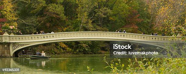 Central Park Bow Bridge Panarama Stock Photo - Download Image Now - Autumn, Beautiful People, Beauty