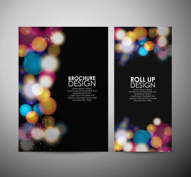ilustrações de stock, clip art, desenhos animados e ícones de bokeh abstrato círculo. modelo de design de brochura para negócios ou rolo. - rolling up flash