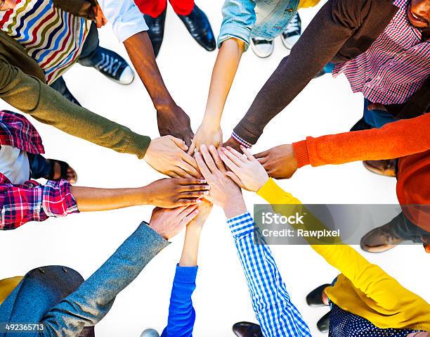 Group Of Diverse Multiethnic People Teamwork Stock Photo - Download Image Now - Hands Clasped, Teamwork, Group Therapy