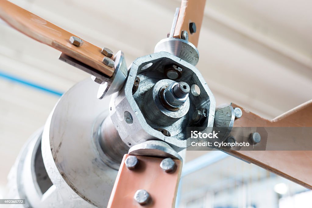 Wind turbine generator Wind turbine generator in a student laboratory in an European technical university. Facility designed for educational research, tests and exams. 2015 Stock Photo