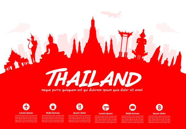 thailand reisen sehenswürdigkeiten. - arun stock-grafiken, -clipart, -cartoons und -symbole