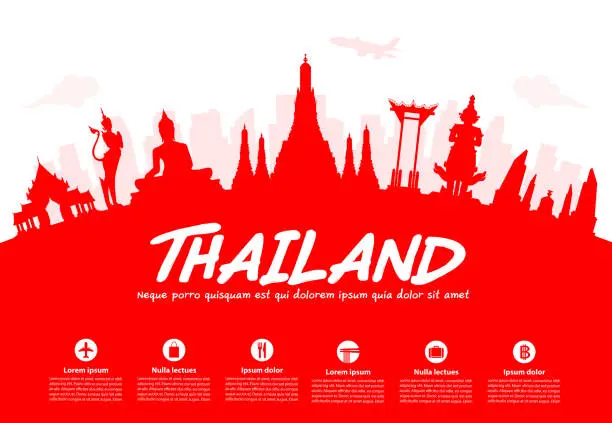 Vector illustration of Thailand Travel Landmarks.