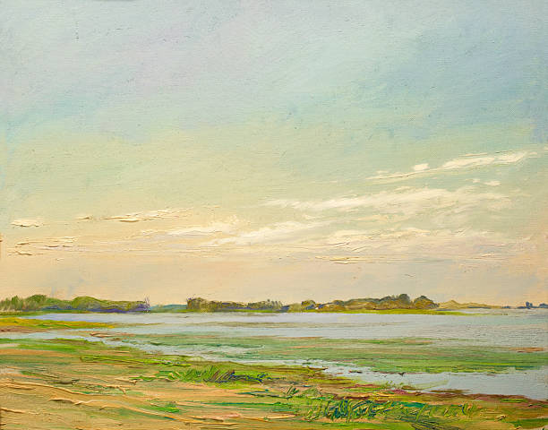 istock clouds illuminated by the sun,  painting oil on canvas 492366528