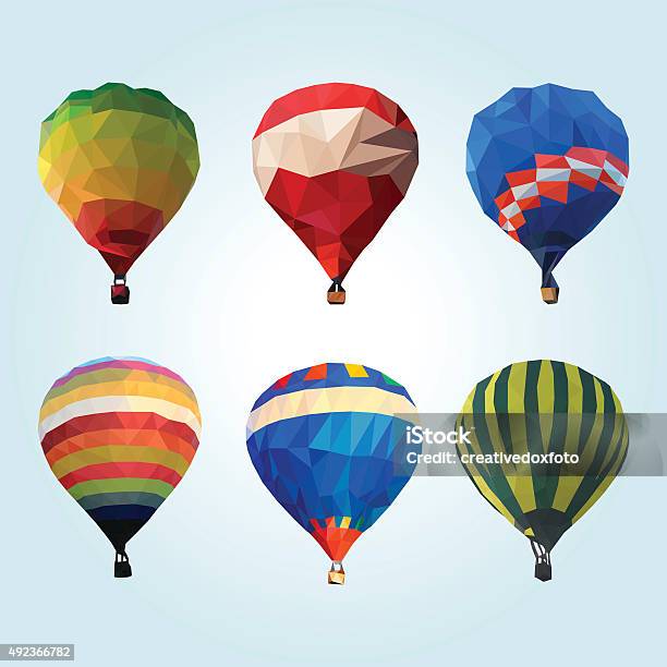 Hot Air Balloon Polygon Vector Stock Illustration - Download Image Now - Hot Air Balloon, Pixelated, 2015