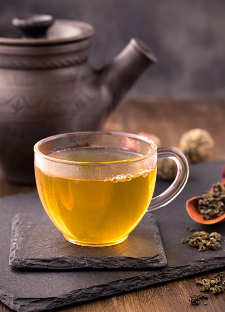 istock Glass cup of tea on table 492367538
